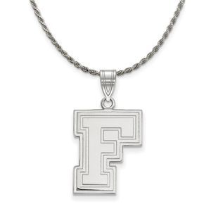 Sterling Silver Fordham U Large Pendant Necklace - 22 Inch